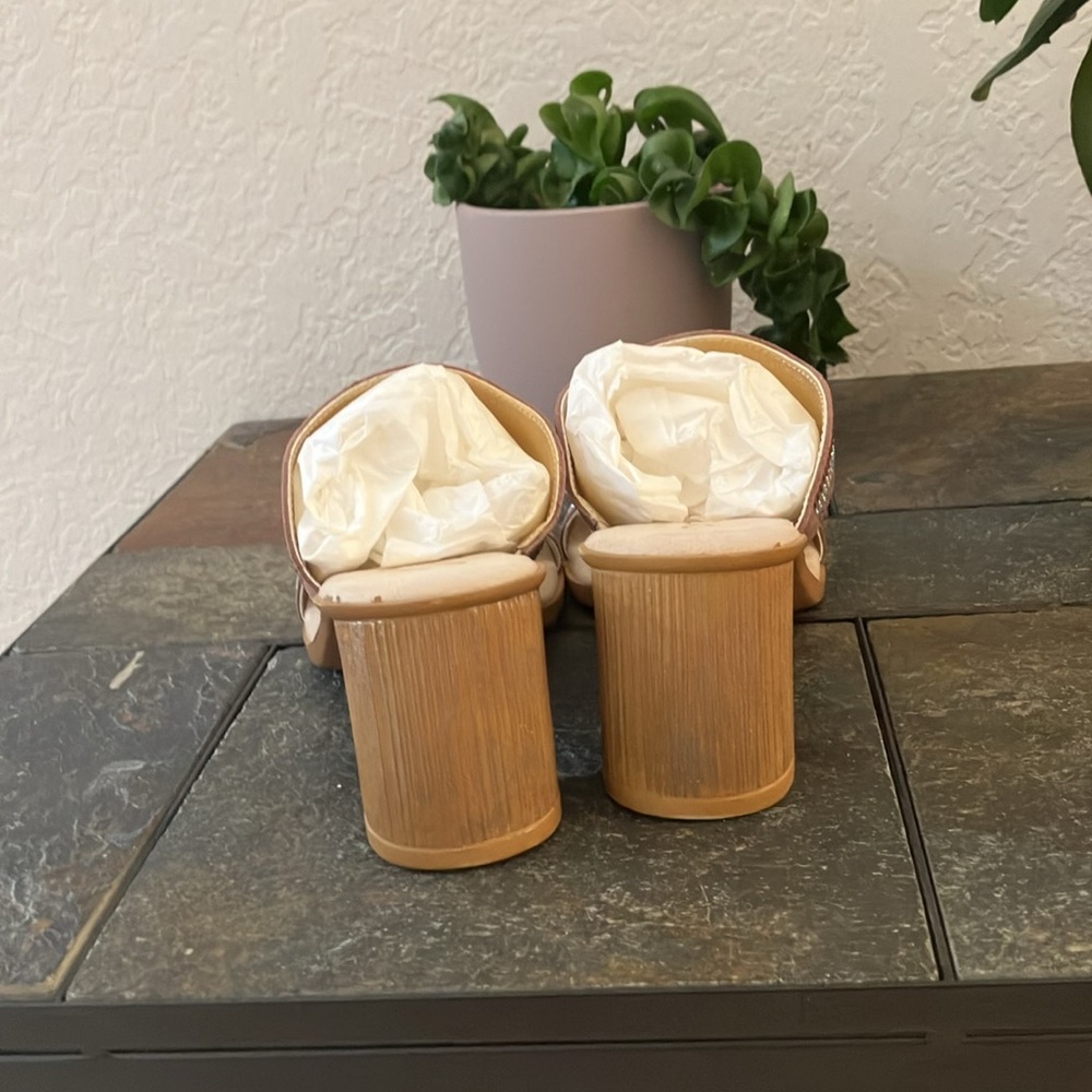 ONEX Style Perla elegant slides w/ rhinestones size 10 (40) blush beige color - Picture 3 of 9